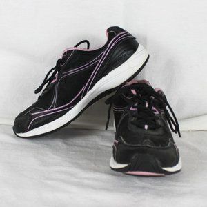 Rock N Fit Womens Sz 9M Black Pink Toning Rocker Training Athletic Shoes Drawstr